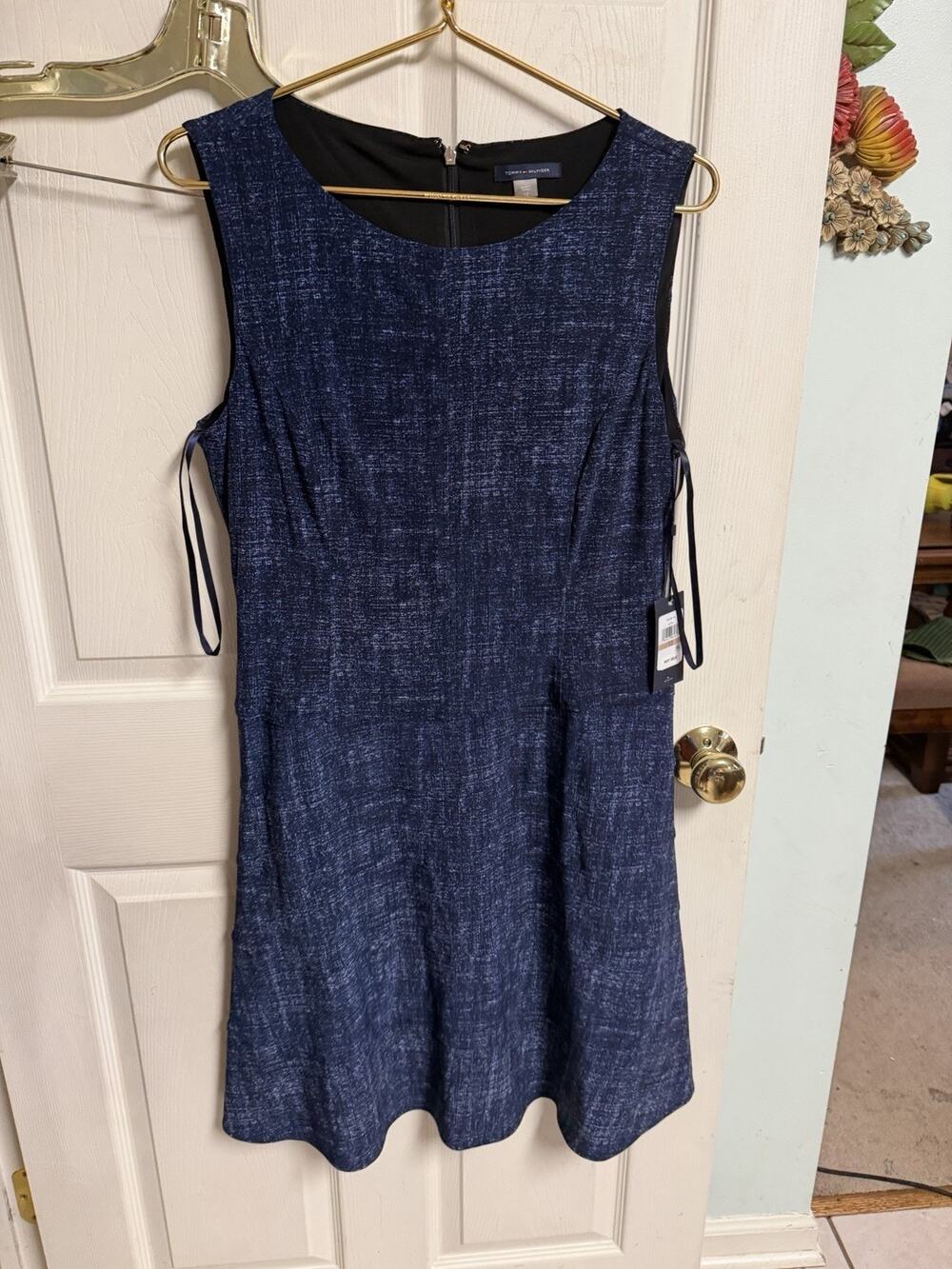 Tommy Hilfiger Women's Sleeveless A-Line Dress Blue Summer Work Large 12 40x38